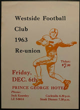 Load image into Gallery viewer, 1963 Westside Football Union 50 Anniversary Reunion Program Prince George Hotel

