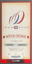 Load image into Gallery viewer, 2009 Bell Centre NHL Match Of The Century Ticket + Envelope Montreal vs Boston

