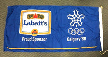 Load image into Gallery viewer, 1988 Calgary Olympics 5 Foot Labatt&#39;s Beer Banner Vintage Double Sided Flag
