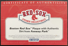 Load image into Gallery viewer, 2011 Authentic Fenway Park Dirt Plaque MLB Baseball Boston Red Sox Steiner COA
