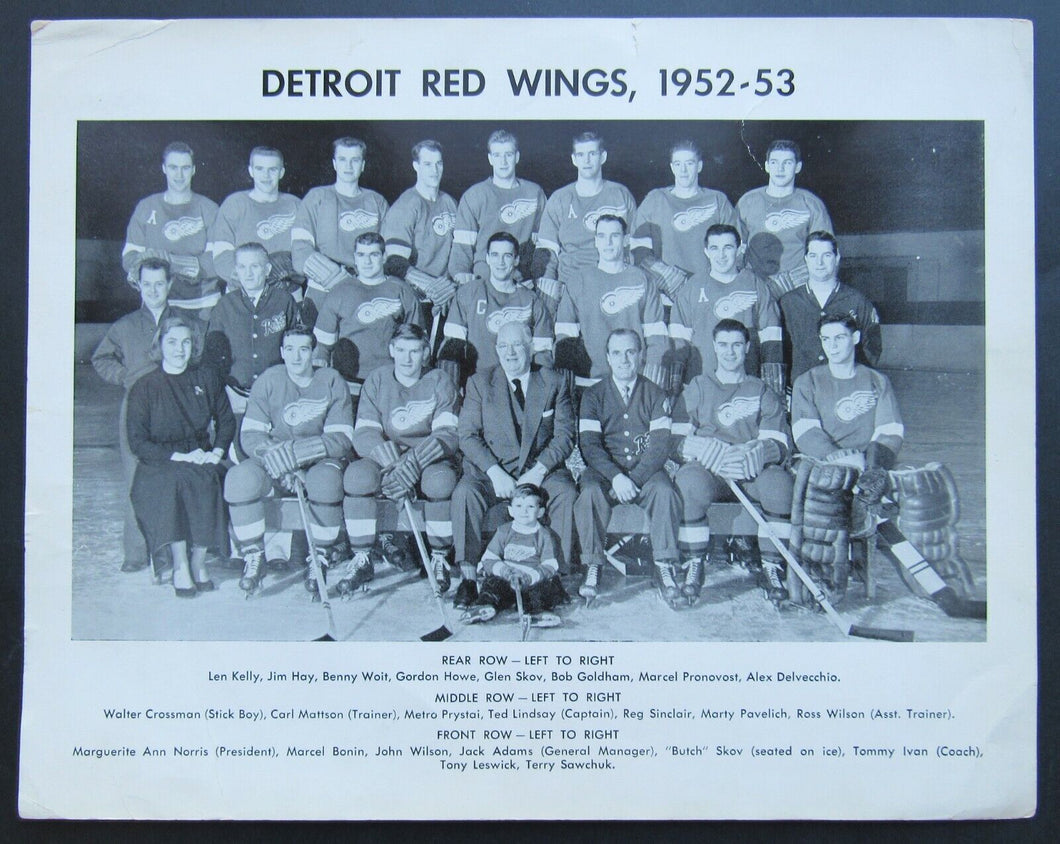 1952-1953 NHL Detroit Red Wings Team Issued Photo Gordie Howe Terry Sawchuk