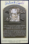 Orlando Cepeda Signed Hall Of Fame Plaque Autographed Postcard Giants MLB JSA