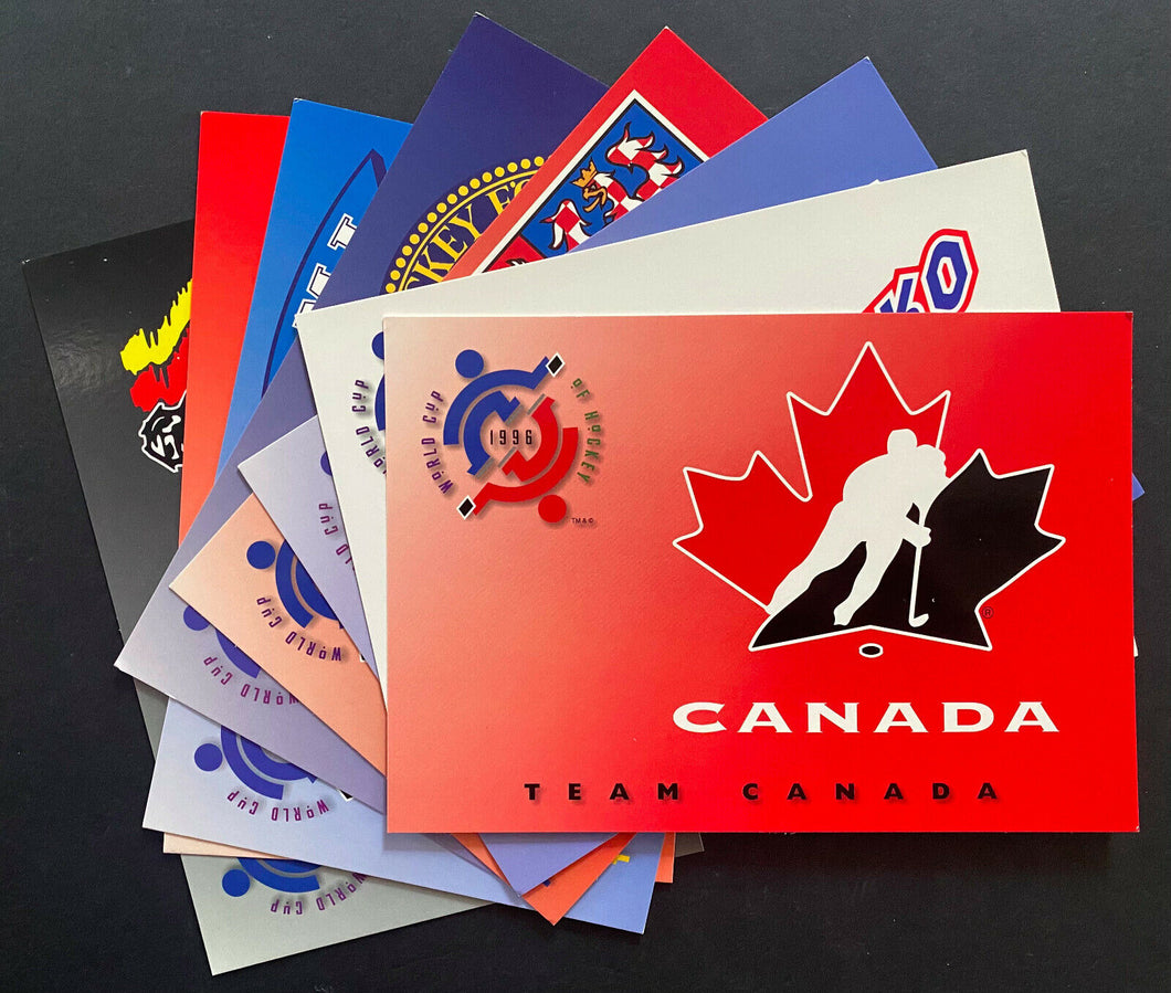 1996 World Cup Of Hockey 1st Unused Postcards 8 Participating Nations Canada USA