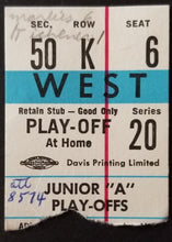 Load image into Gallery viewer, 1968 Maple Leaf Gardens Jr A Playoffs Ticket Stub Kitchener Rangers vs Marlies
