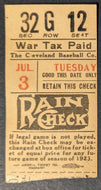 July 3 1923 Detroit Tigers @ Cleveland Indians Ticket Stub Ty Cobb Tris Speaker