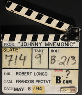 1994 Johnny Mnemonic Clapper Board Film Slate Robert Longo Keanu Reeves Movie