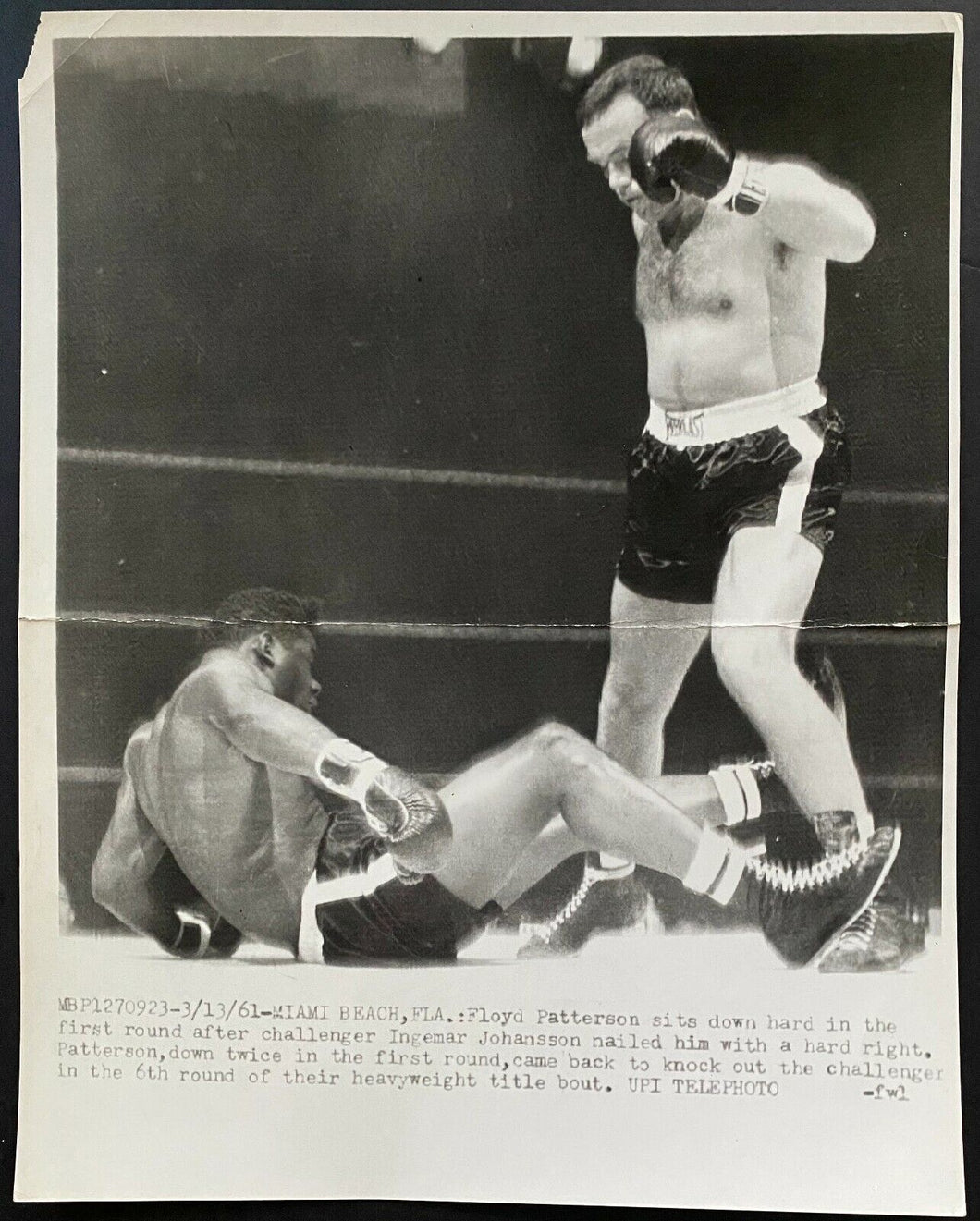 1961 Floyd Patterson Ingemar Johansson Vintage Over Sized Boxing Press Photo