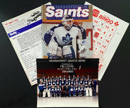 1990 New Market Saints vs Rochester Americans Item Lot x4 Program Photo ++