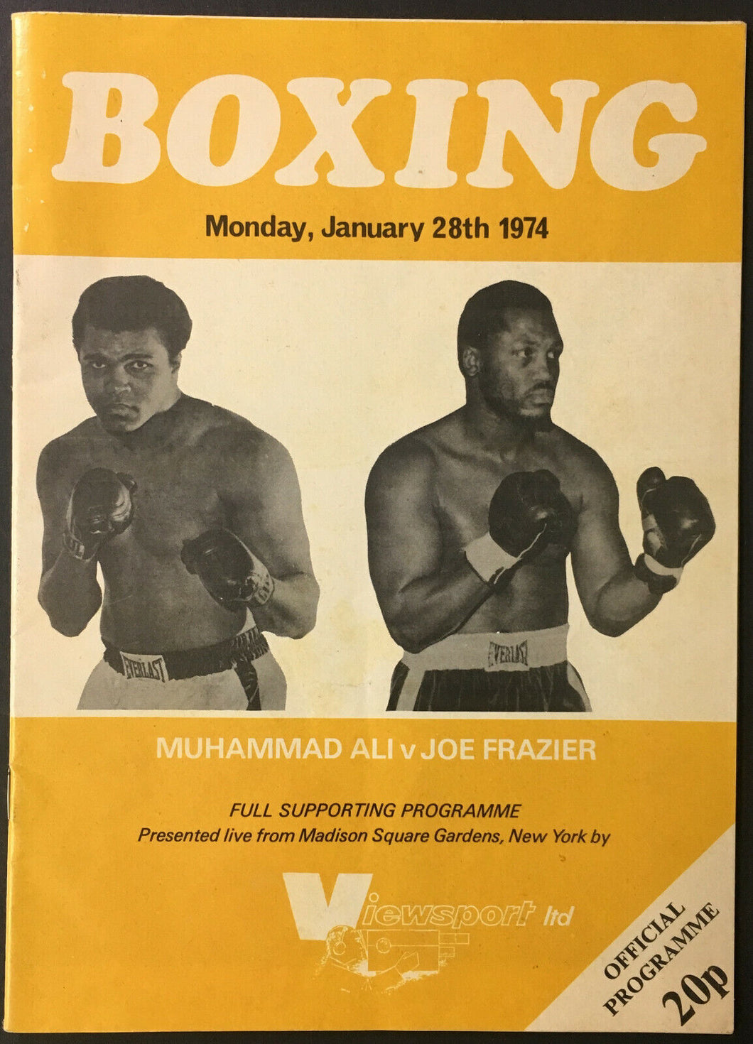 1974 Madison Square Garden Boxing Program Muhammad Ali v Joe Frazier Vintage