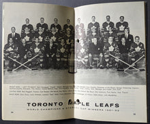 Load image into Gallery viewer, 1961/62 Toronto Maple Leafs Information Book NHL Hockey Media Guide Stanley Cup
