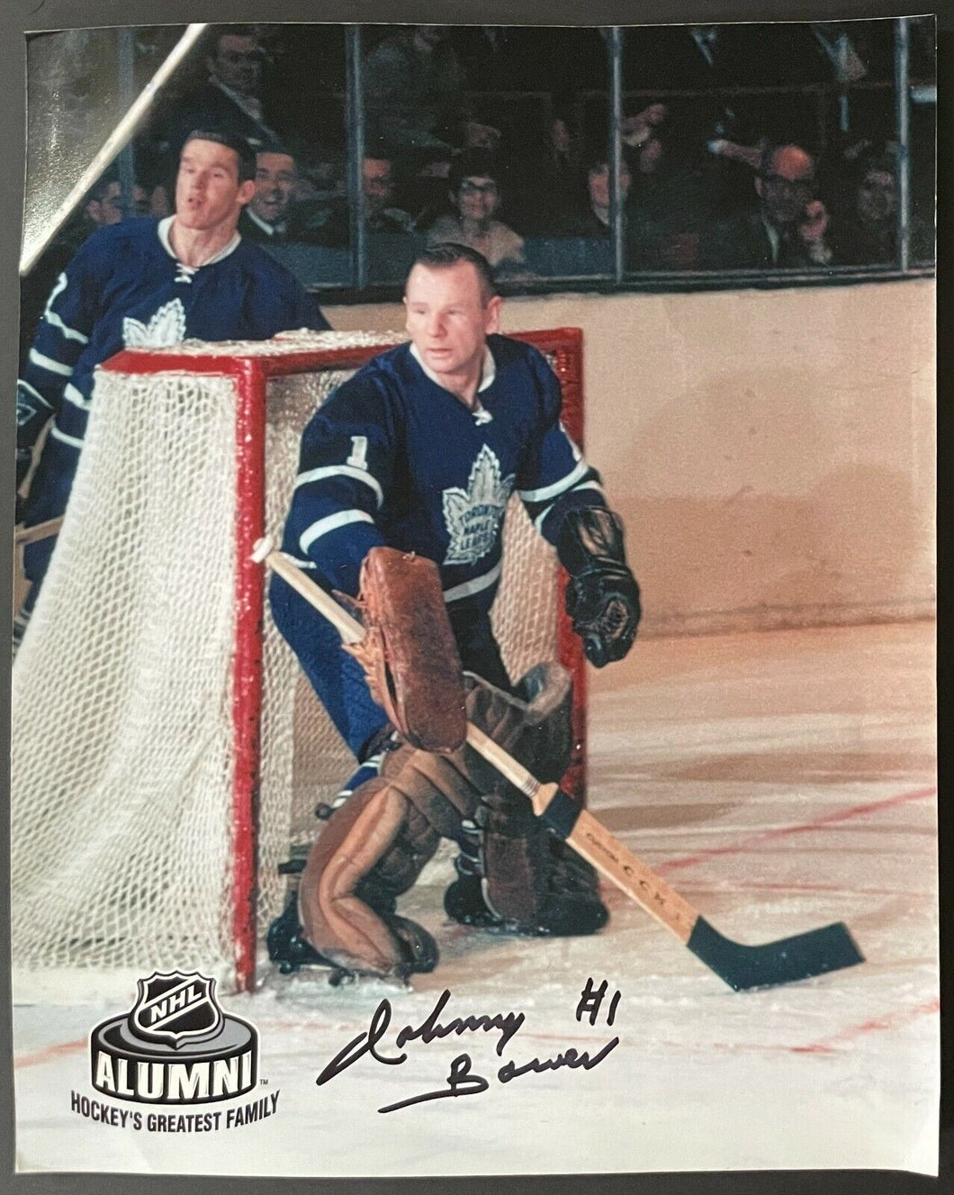NHL Toronto Maple Leafs Johnny Bower Autographed Alumni Photo HofFer
