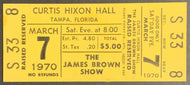 1970 James Brown Show Concert Ticket Curtis Nixon Hall Tampa Vintage Unused