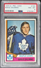 Load image into Gallery viewer, 1974 O-Pee-Chee #180 Borje Salming Rookie Card Toronto Maple Leafs NHL PSA 8
