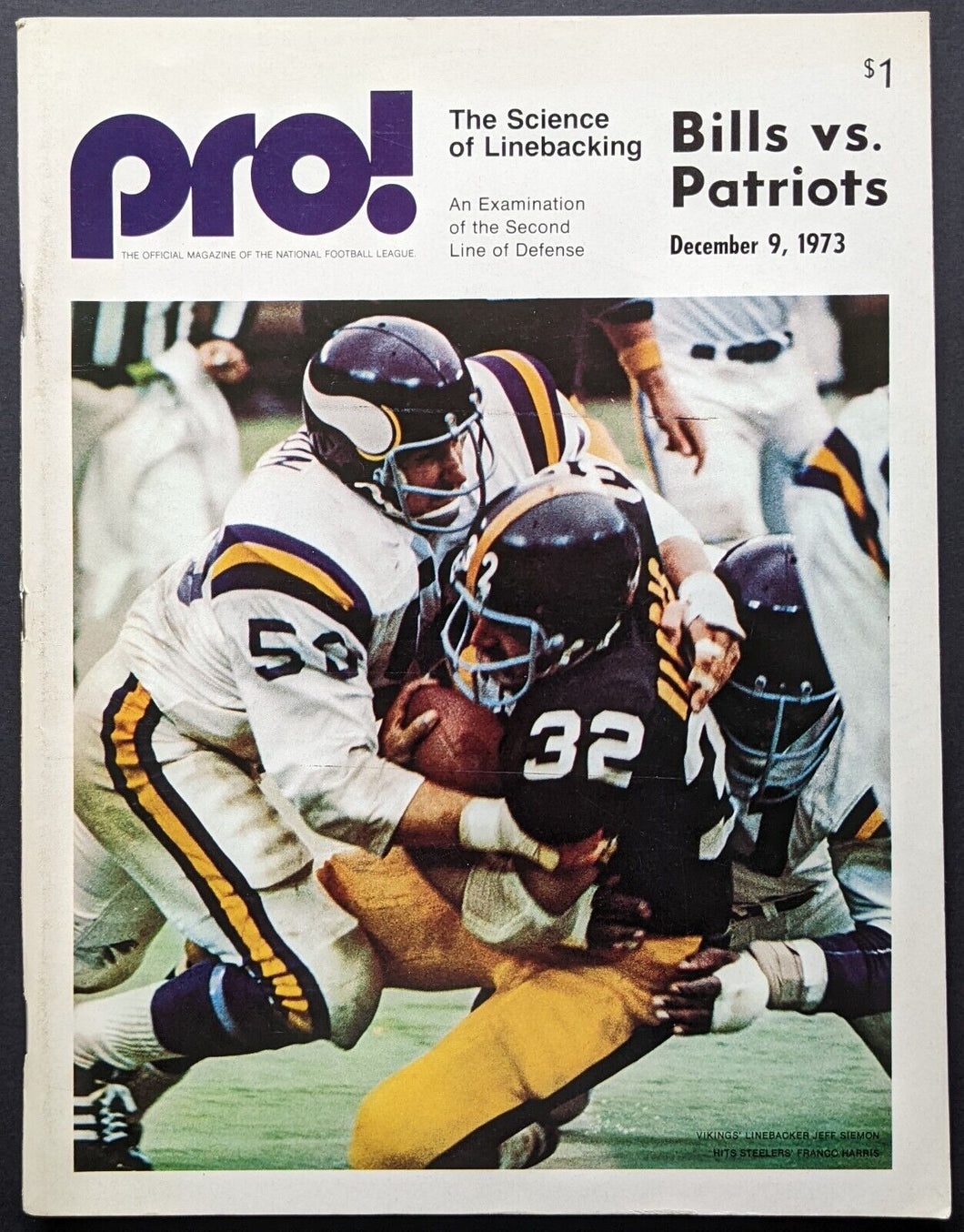 1973 Buffalo Bills New England Patriots Program Franco Harris Cover NFL Football