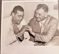 1950 Joe Louis + Jim Braddock Sporting News Press Photo + Paper Caption Type 1