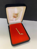 14K Gold Hockey Stick Tie Tack Pin Presented to Referee Bruce Hood by NHL in Box