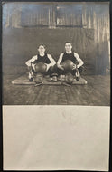 Circa 1900 Postcard Athletes With Various Gym Equipment Vintage Historical