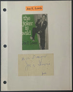 Vintage Joe E. Lewis Autographed / Signed Index Card Celebrity