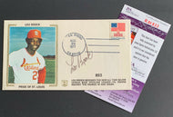 1977 Lou Brock Signed Auto First Day Cover All Time Steals Vintage Baseball JSA