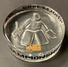 Load image into Gallery viewer, 1969 World Ice Hockey Championships Crystal Puck Stockholm Sweden USSR Wins Gold
