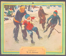 Load image into Gallery viewer, 1933 W.P. Holmes Calendar Hockey Skaters + Themed Vintage Old Sports Pictures
