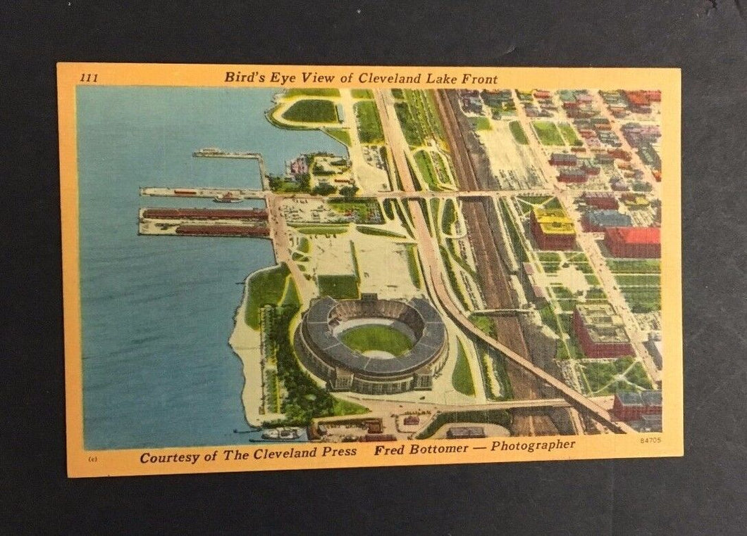 1950 Postcard Cleveland Municipal Baseball Stadium Postcard Birds Eye View VTG