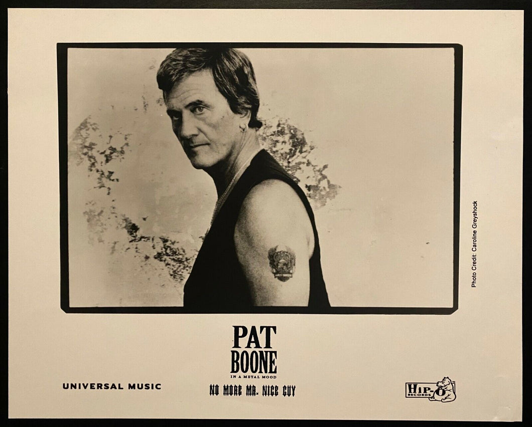 1991 Signed Singer Pat Boone Autographed Portfolio, Bio, Photo - Metal Covers