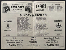 Load image into Gallery viewer, 1966 AHL Hockey Program Rochester Americans v Baltimore Clippers Doug Harvey

