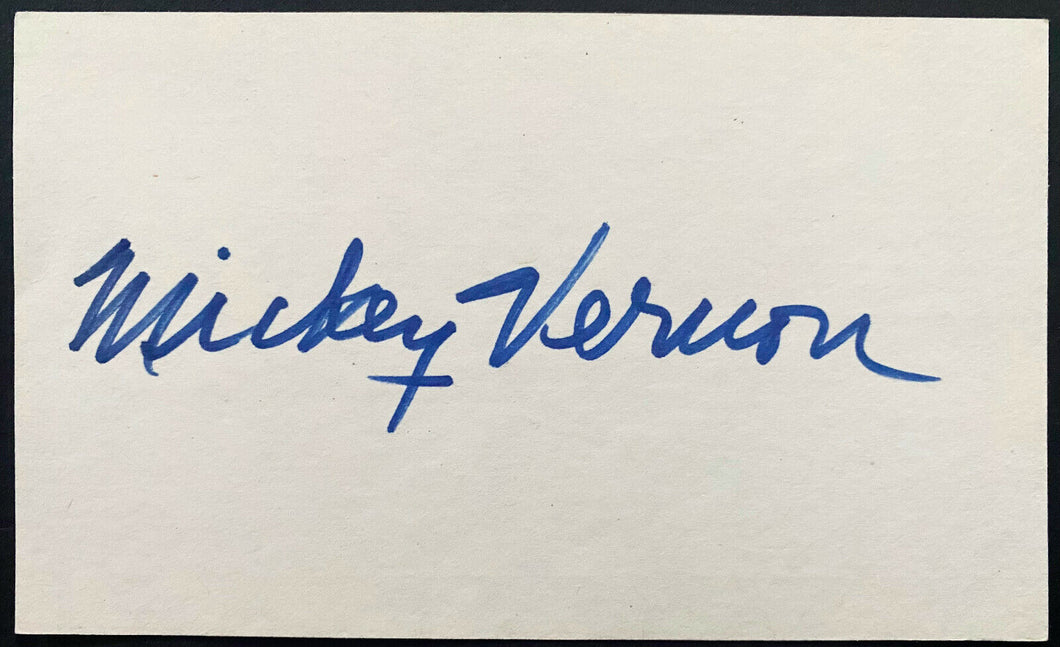Mickey Vernon Signed Autographed Index Card Vintage Baseball