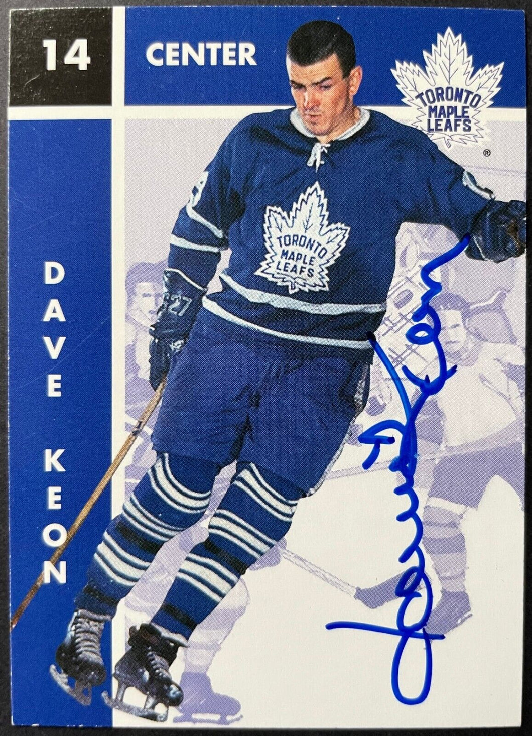 1995/96 Parkhurst Hockey Dave Keon Signed Blue Autographed NHL Hockey Card