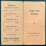 1926-27 Kenmore High School Basketball Schedule Upstate New York Vintage Sked