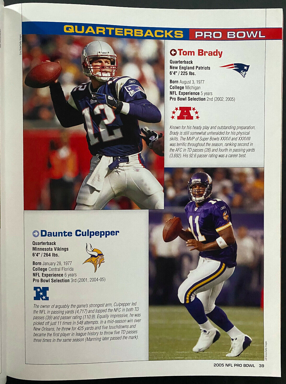 2005 NFL Football Pro Bowl Aloha Stadium Program Hawaii Tom Brady