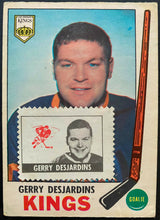 Load image into Gallery viewer, 1969 Gerry Desjardins O-Pee-Chee Hockey Card OPC Los Angeles Kings + Stamp

