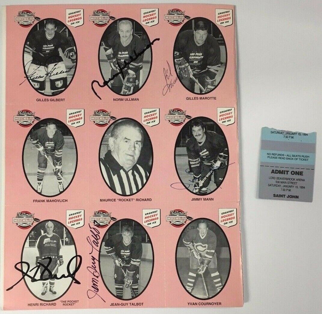 1994 Oldtimers Game vs Law Enforcement Hockey Program + 2 Tix Signed x15 NHLers