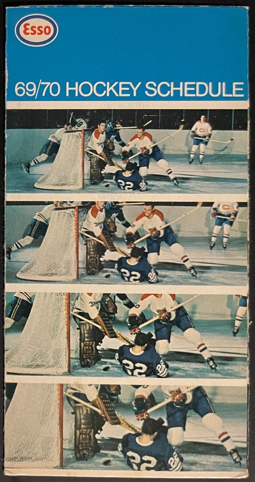 1969/1970 NHL Pocket Schedule Issued by Esso Hockey Vintage Leafs Canadiens