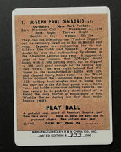 Load image into Gallery viewer, Joe DiMaggio Porcelain Card Set x4 + 1 Signed  #333/500 Baseball Authentic COA
