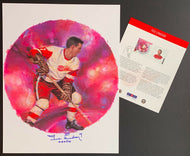 2004 Canada Post NHL All Stars Lithograph & Stamp Set Signed By Ted Lindsay