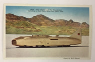 1938 Eyston's And His Thunderbolt Postcard Breaks Land Speed Record Salt Flats