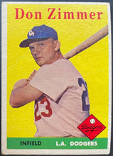 Load image into Gallery viewer, Don Zimmer 1958 Topps #77 L.A. Dodgers Vintage Baseball Trading Card MLB
