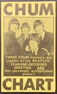 1966 Chum Chart Radio Survey Win Beatles Signed Photo Simon & Garfunkel