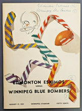 Load image into Gallery viewer, 1959 Football Program Edmonton Eskimos vs Winnipeg Blue Bombers CFL Football
