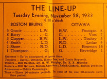 Load image into Gallery viewer, 1933 Boston Garden Bruins vs Ottawa Senators Vintage Hockey Program Old NHL Rare
