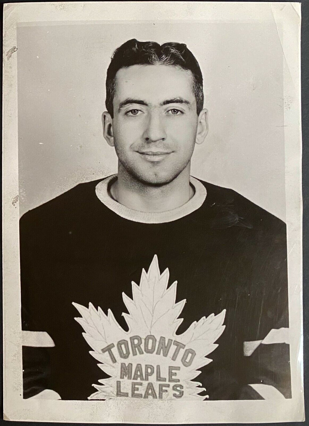 1942 Vintage NHL Hockey Toronto Maple Leafs Defenseman Jack Church Photo Stamped