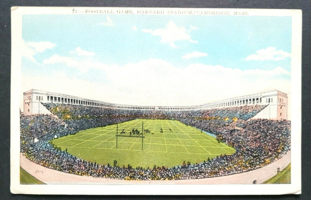 1920s Harvard Football Stadium Cambridge Mass Posted Postcard  Vintage