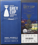 2016 Grey Cup CFL Football Ticket + Envelope BMO Field Redblacks v Stampeders