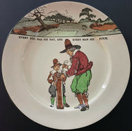 1902 Royal Doulton Plate Golfer + Caddy Image 