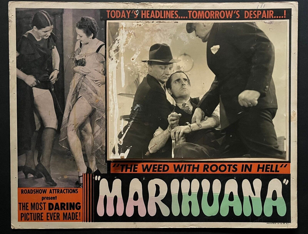 1936 Very Rare Movie Lobby Card From The Film Marihuana Cult Classic Vintage