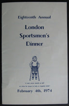 Load image into Gallery viewer, 1974 London Sportmen's Dinner Program Signed CFL Rookie Johnny Rodger Vintage
