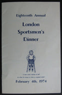 1974 London Sportmen's Dinner Program Signed CFL Rookie Johnny Rodger Vintage