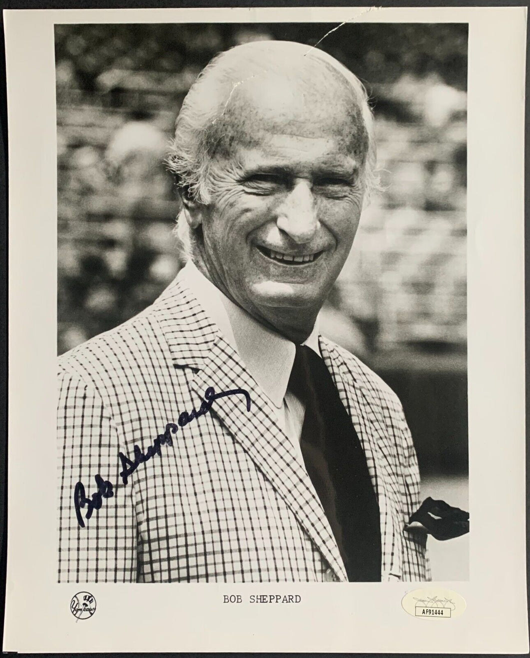 Autographed Bob Sheppard B&W Photo New York Yankees Announcer MLB Signed JSA VTG